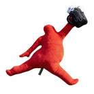 The Grunk Dolfer Chunkman Plush Hybrid Cover features a dynamic red plush figure with long limbs holding a black-and-white beer mug—an eye-catching and quirky golf head cover set against a white background.