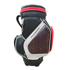 A black, white, and red Grunk Dolfer Chunkman Den Caddy golf carry bag featuring a textured red panel and the CHUNKMAN logo on the side, displayed upright against a white background.