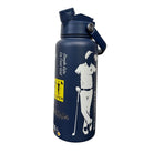 The Grunk Dolfer Grunk Growler 2.0 is a navy vacuum-insulated water bottle with a Spanish golf graphic, yellow GOLFER sign, and a flip-top lid with handle—perfect for keeping your drinks cold on the go.