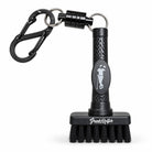 Black magnetic Grunk Brush with a carabiner attachment for a golf bag.